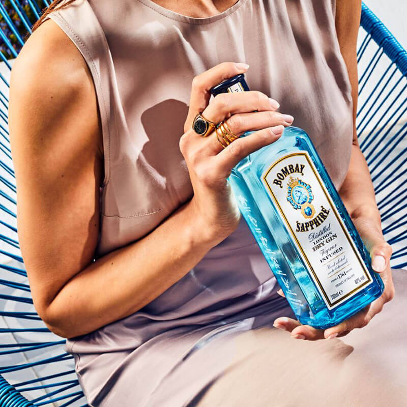 Bombay Sapphire Gin 700ml Held By Woman