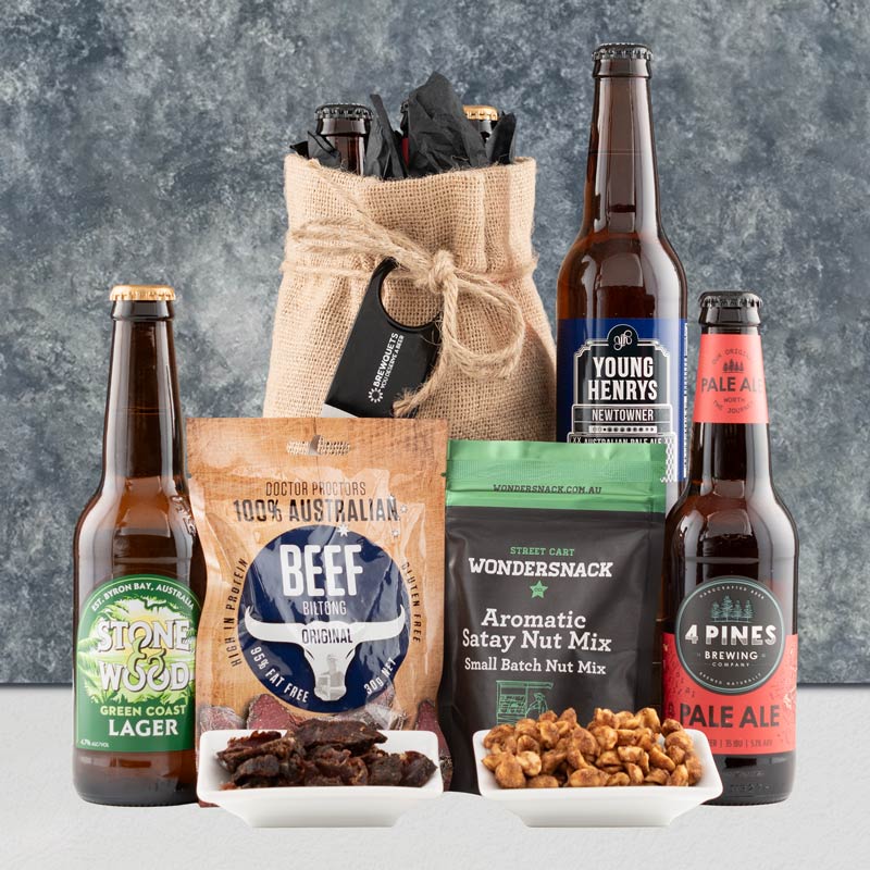 Brewquets 3 Beer Bouquet With Jerky & Nuts Australia