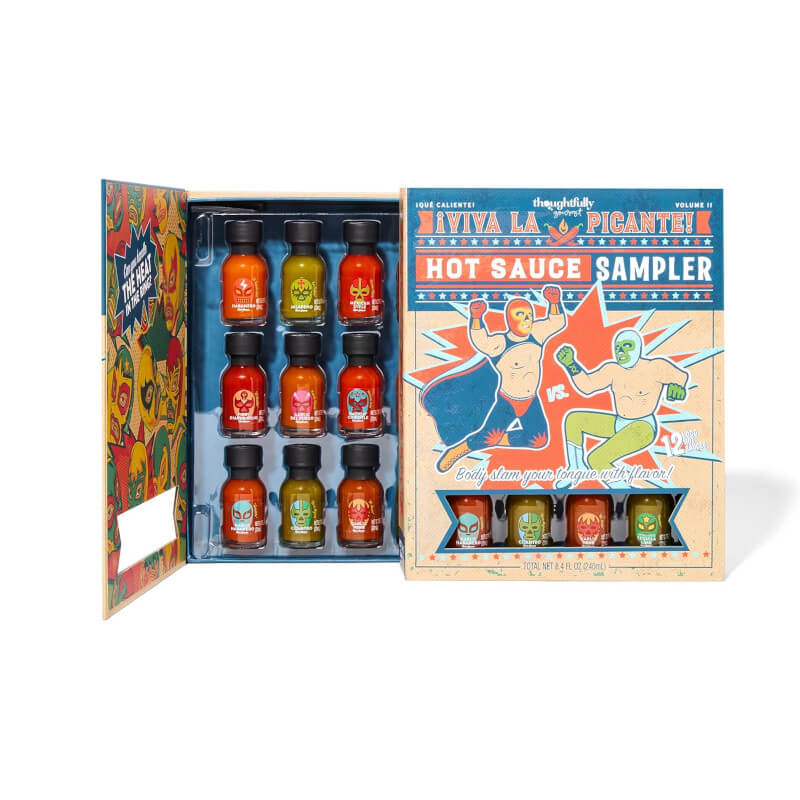 Viva La Picante Hot Sauce Sampler 12 Pack Open